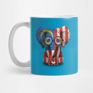 Baby Elephant with Glasses and Malaysian Flag Mug